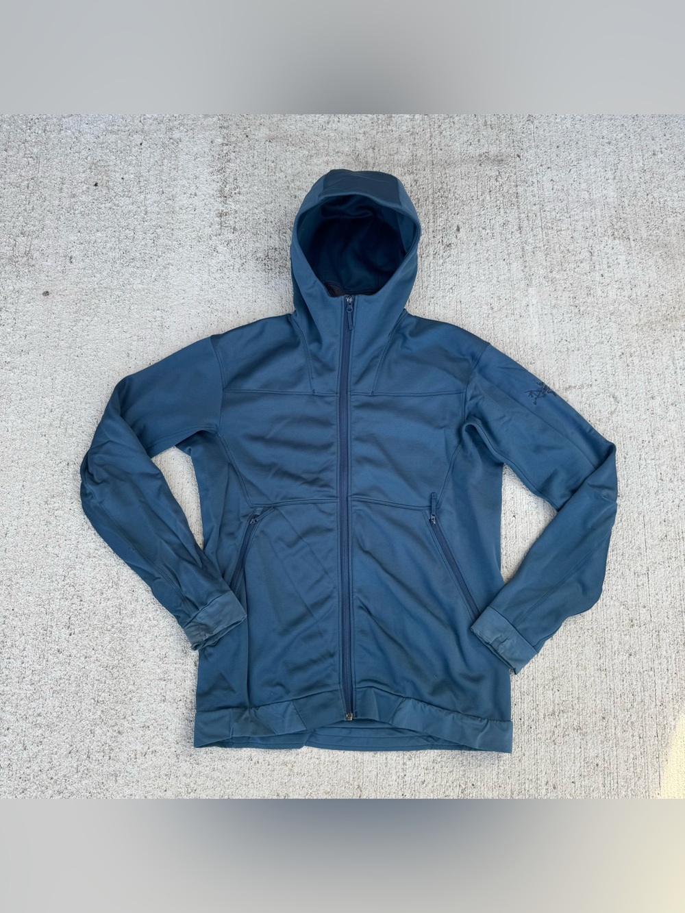 Arc'teryx Straibo Hoodie Jacket Mens Large Blue Full Zip Fleece Hiking Outdoor